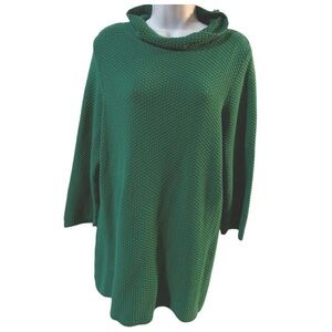 LOFT Green Textured Mock Neck Long Sleeve Tunic Sweater Top Womens XL